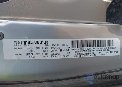 2011 Dodge Grand Caravan Mainstreet из США, поврежденный, VIN 2D4RN3DG6BR602348